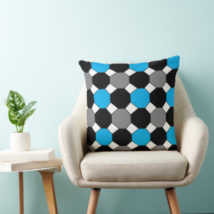 Cojín Decorativo Azul Negro Gris Geométrico