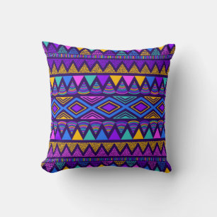 Cojín Decorativo Azul neón: Patrón Navajo tribal