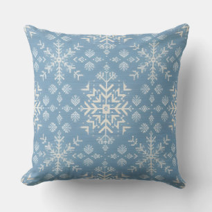 Cojín Decorativo Azul Nordic Snowflake Pattern vacaciones de invier