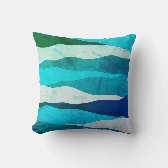 Cojín decorativo azul océano vintage (Anverso)