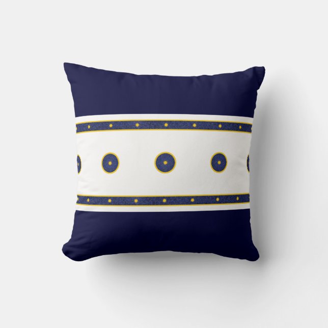 Cojín Decorativo Azul oscuro con estrellas de oro (Anverso)