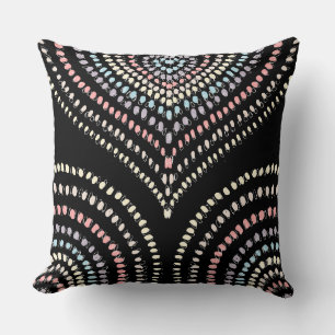 Cojín Decorativo azul oscuro rosa amarillo azul concéntrico Corazón