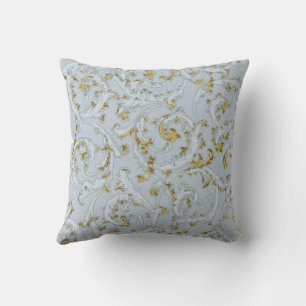 Cojín Decorativo Azul pálido dorado vintage francés elegante chic 