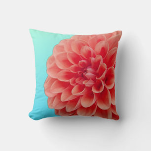 Cojín decorativo azul Peach Dahlia & Aqua