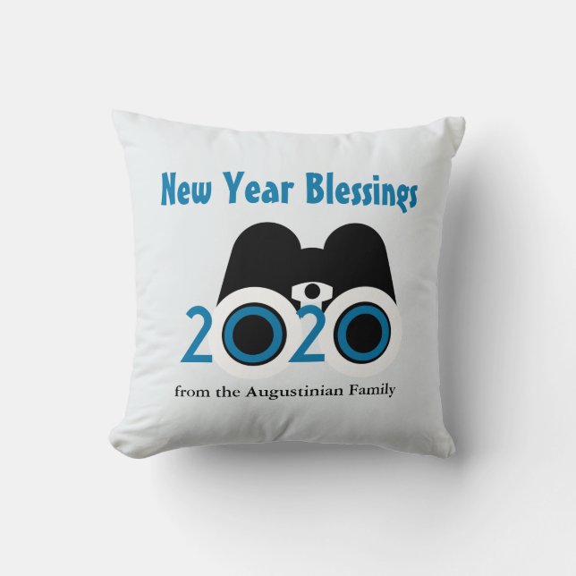 Cojín Decorativo AZUL personalizado del NUEVO AÑO 2020 (Anverso)