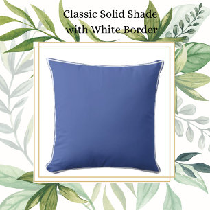 Cojín Decorativo Azul perwinkle clásico con trazo blanco