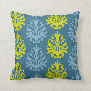 Cojín Decorativo Azul pizarra chartreuse damasco verde azulado