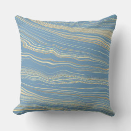 Cojín Decorativo Azul Pizarra Contemporáneo, Tan, Patrón de Lino