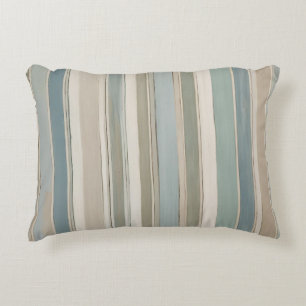Cojín Decorativo Azul Polvoriento Teal Verde Beige Raya
