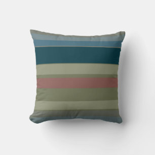 Cojín Decorativo Azul Polvoriento, Turquesa, Beige, Coral, Rayas Ol