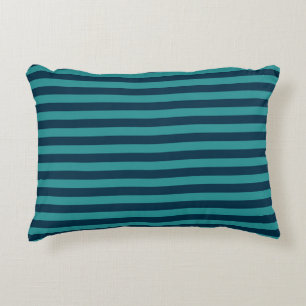 Cojín Decorativo Azul Prusiano y Rayas Verde Azulado