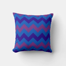 Cojín Decorativo Azul púrpura, azul brillante, cheurones diagonales