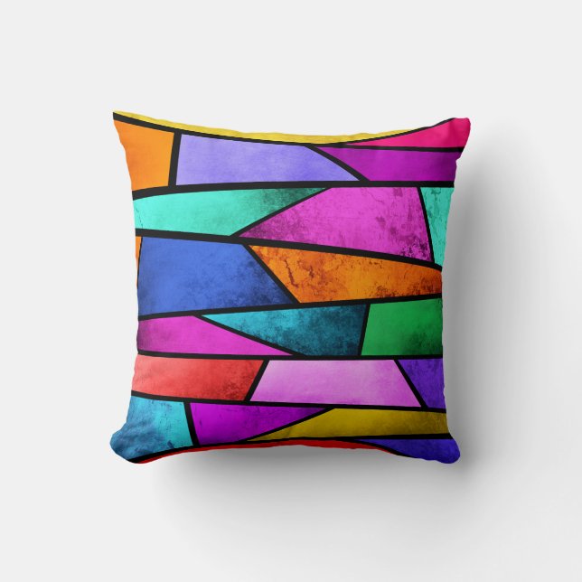 Cojín decorativo azul púrpura de vidrio manchado c (Anverso)