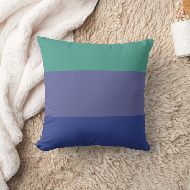 Cojín Decorativo Azul púrpura verde azulado a rayas (Manta)