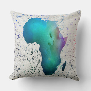 Cojín Decorativo Azul, púrpura y color de agua verde África