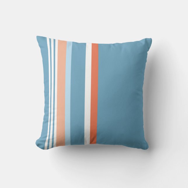 Cojín Decorativo Azul (raya anaranjada) (Anverso)
