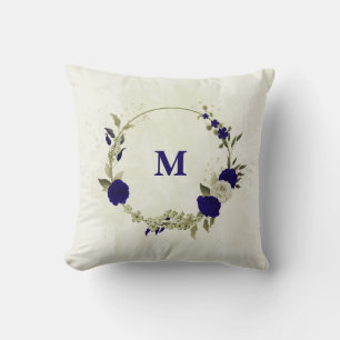 Cojín Decorativo Azul real beige floral