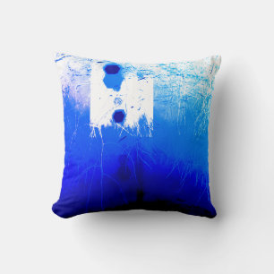 Cojín Decorativo Azul Real Blanco Mediterráneo Abstracto Acuarela
