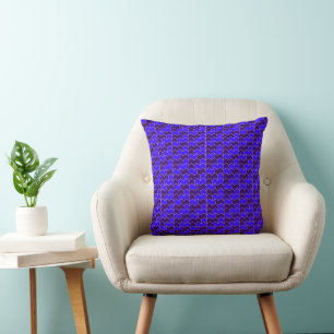Cojín Decorativo Azul Real y Geométrico Moderno Zigzag Morado 