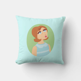 Cojín Decorativo Azul retro Chica