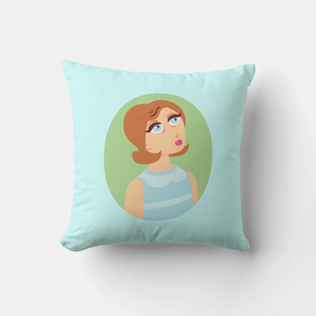 Cojín Decorativo Azul retro Chica (Anverso)