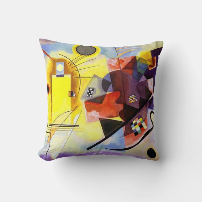 Cojín Decorativo Azul rojo amarillo por Vassily Kandinsky (Anverso)