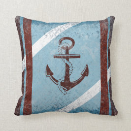 Cojín decorativo azul rojo del Grunge del ancla