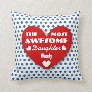 Cojín Decorativo AZUL ROJO impresionante 10 de los corazones y de