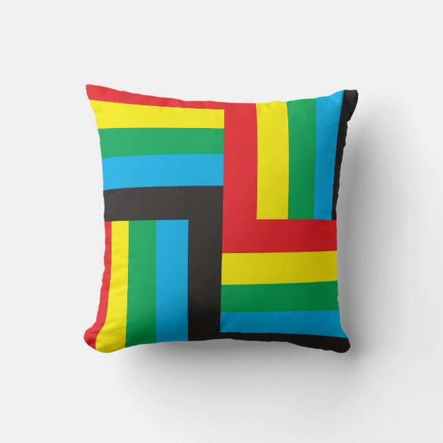 Cojín Decorativo azul rojo verde negro (Anverso)