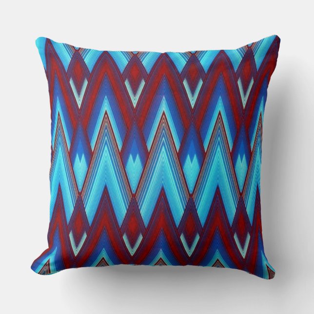 Cojín Decorativo Azul Rojo Zig Zag (Anverso)