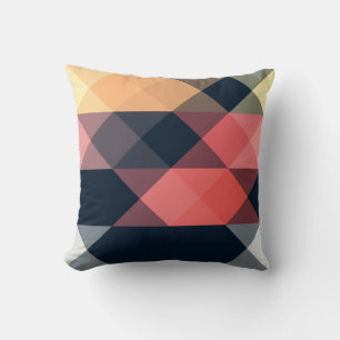 Cojín Decorativo azul rosa naranja melocotón geométrico