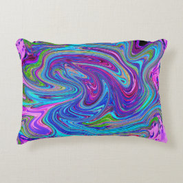 Cojín Decorativo Azul, rosa y morado Groovy Resumen de arte retro