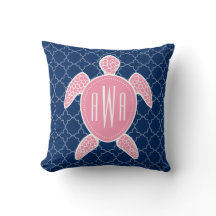 Azul rosado con monograma Quatrefoil de la tortuga