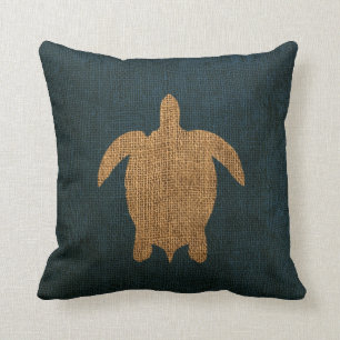Cojín Decorativo Azul rústico de la tortuga