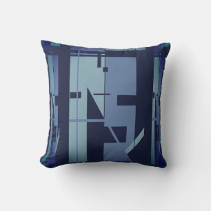 Cojín Decorativo Azul Té Muted Navy Arte Suroeste Mosaico Abstracto
