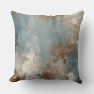 Cojín Decorativo Azul Teal Marrón Oxidado Abstracto