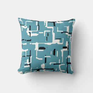 Cojín Decorativo Azul Teal Moderno Negro Blanco