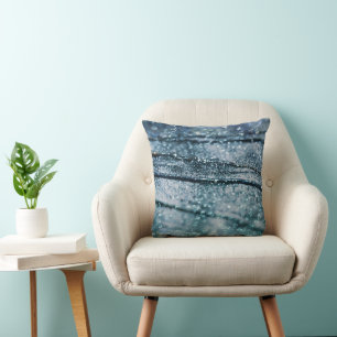 Cojín Decorativo Azul Teal Oceánico Brillo Glam 1