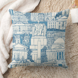 Cojín Decorativo azul toile de Washington DC