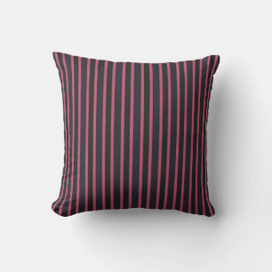 Cojín Decorativo Azul Tronada, Rosa Profundo y Franjas Gris Oscuro