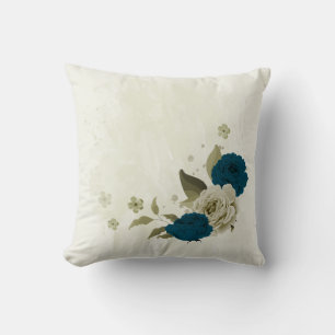 Cojín Decorativo azul turquesa beige floral