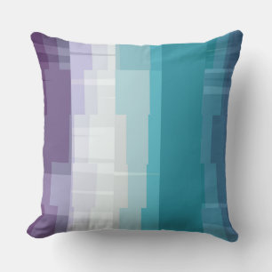 Cojín Decorativo azul, turquesa, blanco y geométrico púrpura