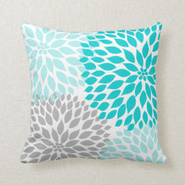 Cojín Decorativo Azul turquesa Gris Dahlia decoración modesto sofá