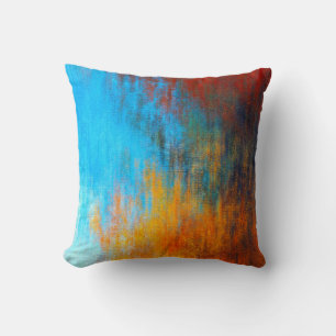 Cojín Decorativo Azul turquesa, naranja y rojo abstracto