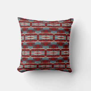 Cojín Decorativo Azul Turquesa Rosa Rojo Oscuro Arte del Suroeste F