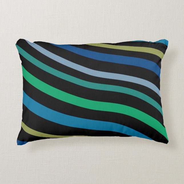 Cojín Decorativo Azul verde azulado y negro (Anverso)