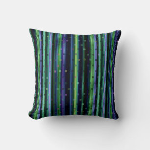 Cojín Decorativo Azul, verde, púrpura geométrico con rayas