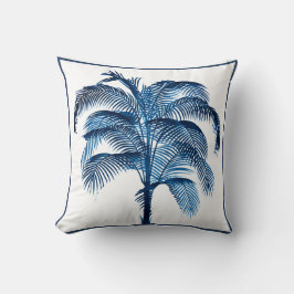 Cojín Decorativo Azul vintage del árbol de palmas tropicales elegan