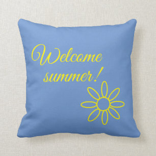 Cojín Decorativo Azul y amarillo, ¡bienvenido verano! 
