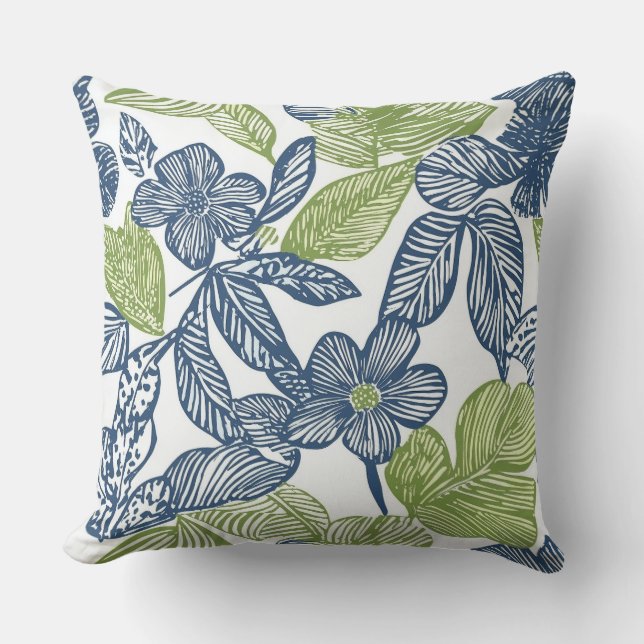 Cojín decorativo azul y blanco (Anverso)